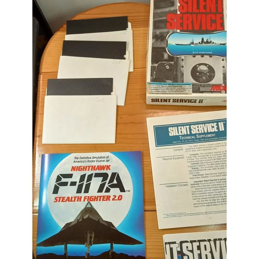 Vintage 1990 Silent Service II PC Game‎ Micro Prose IBM 3.5